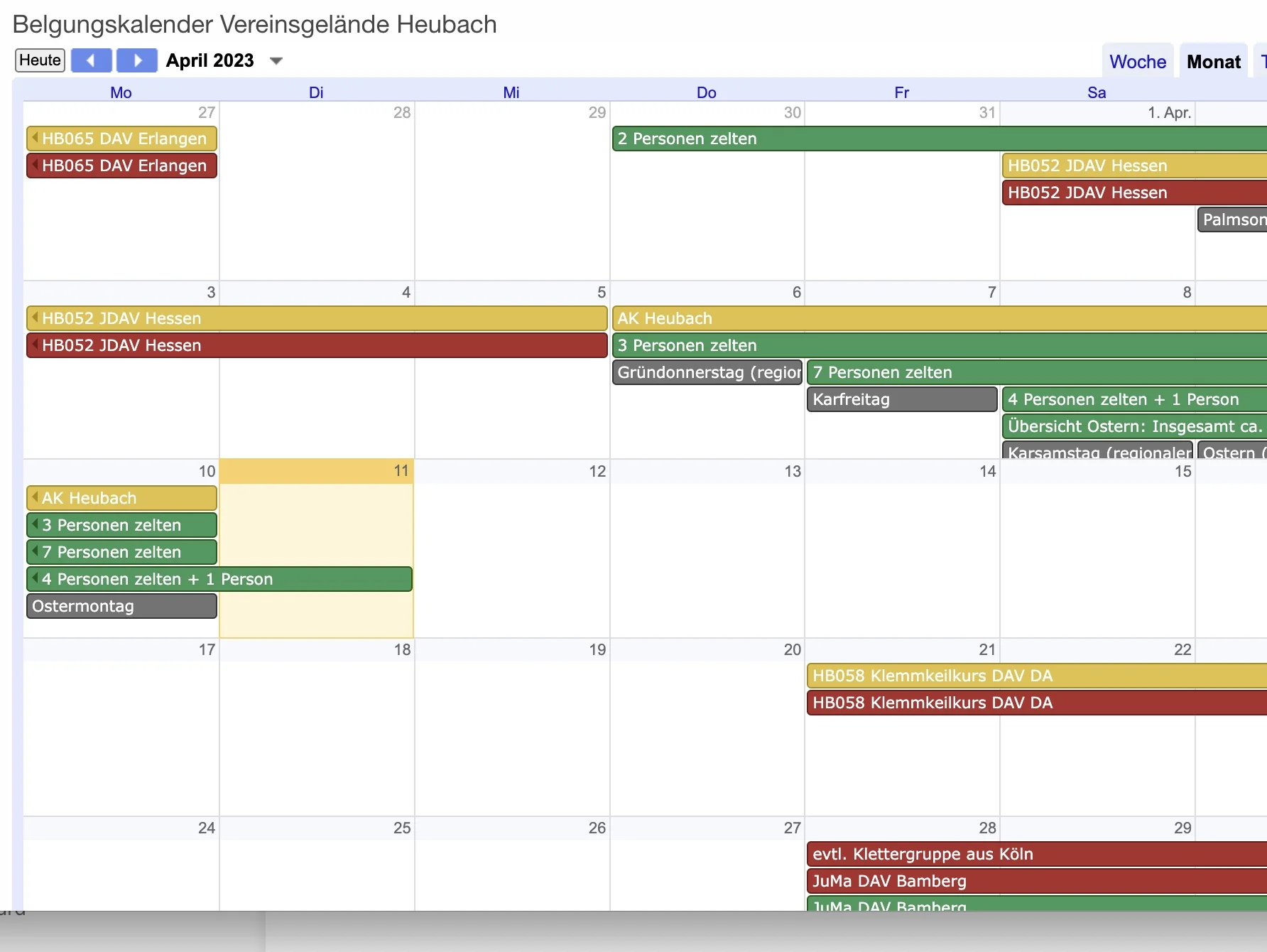 Belegungskalender | © Doris Ihlefeld Belegungskalender | © Doris Ihlefeld